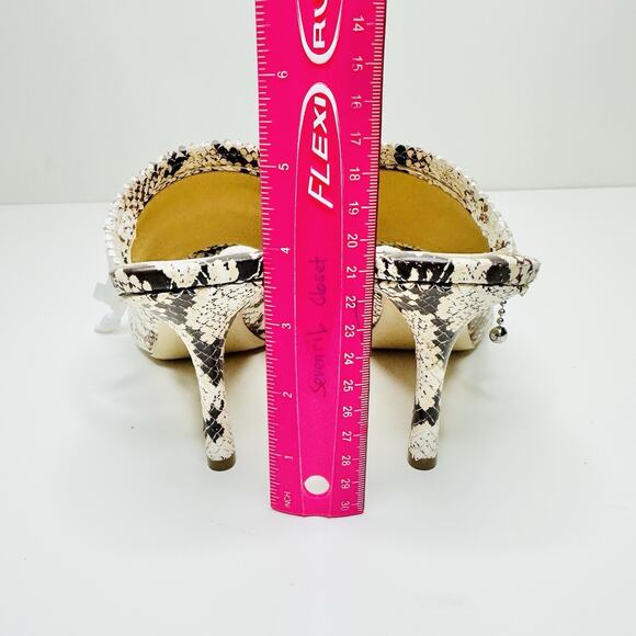 Burberry Slide Sandals 39 US 9 Ivory Brown Python Embossed Zip High Heel NWOB - Picture 11 of 15